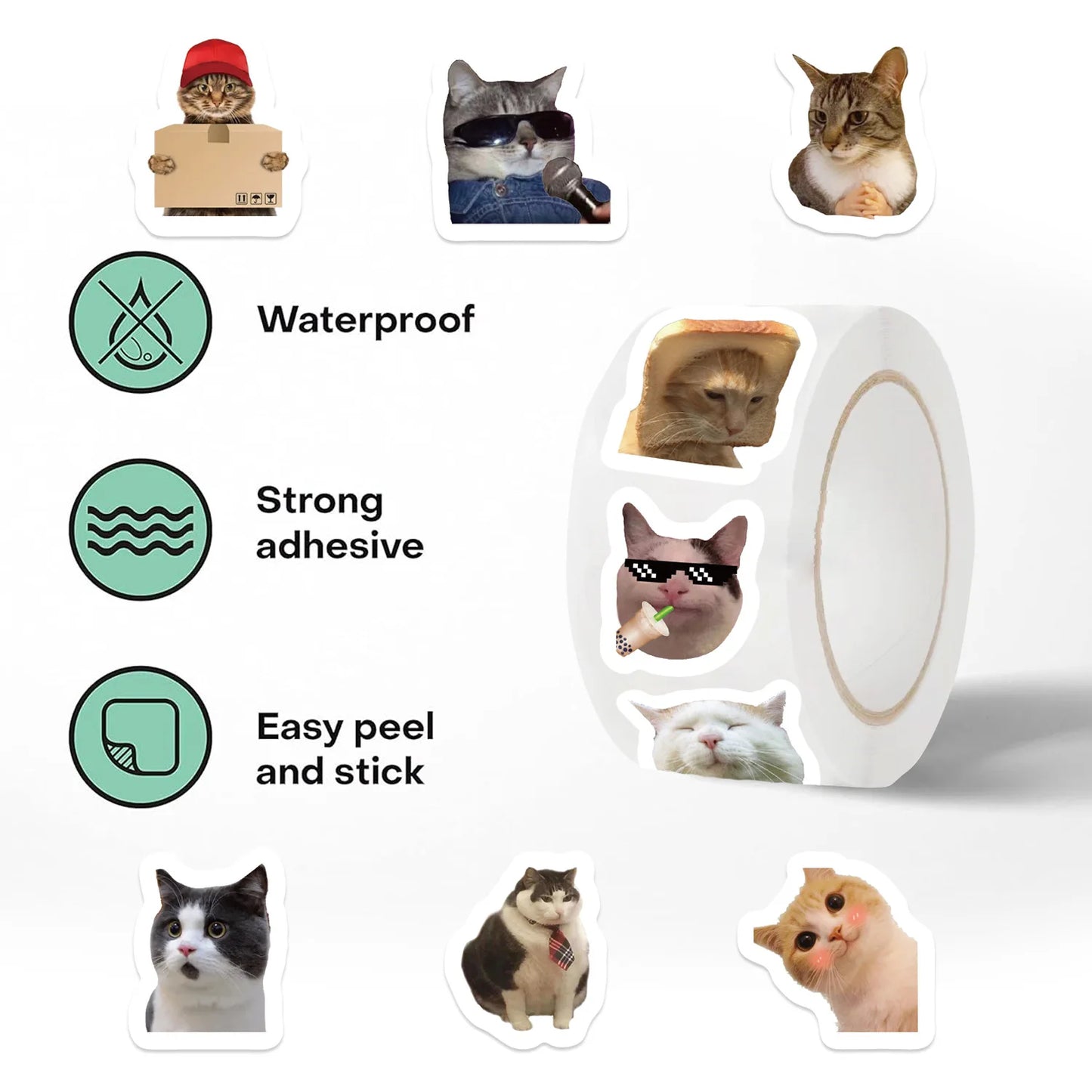 500PCS Funny Cat Meme Stickers