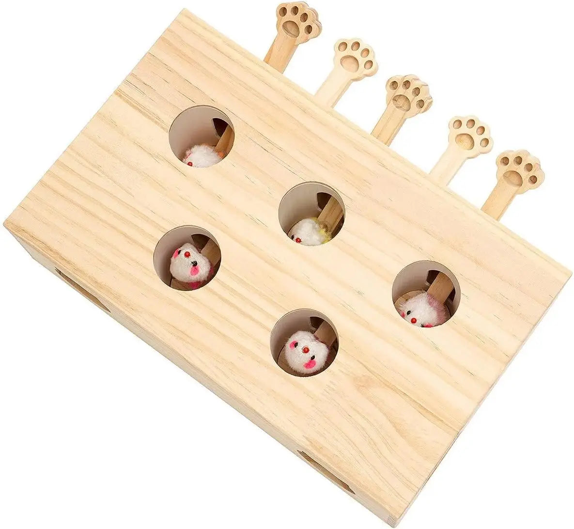 Interactive Wooden Cat Toy