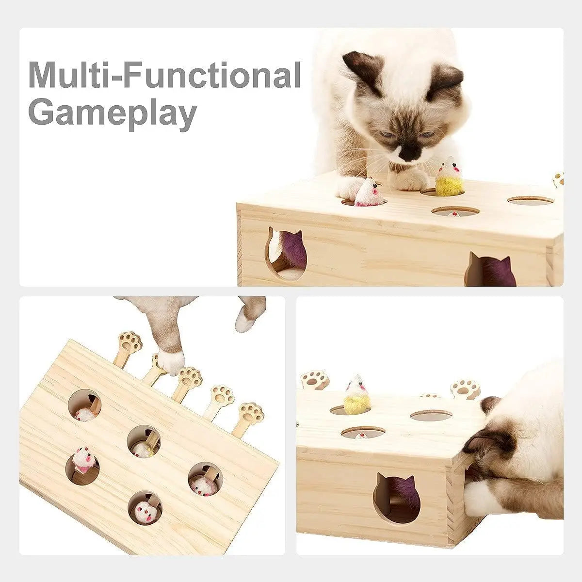 Interactive Wooden Cat Toy