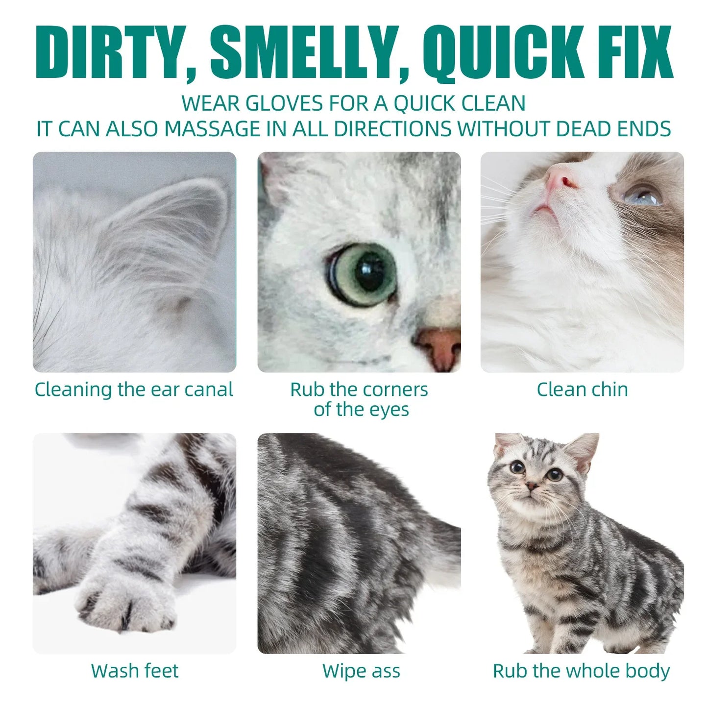 No-Rinse Pet Cleaning Gloves – Disposable Wipes