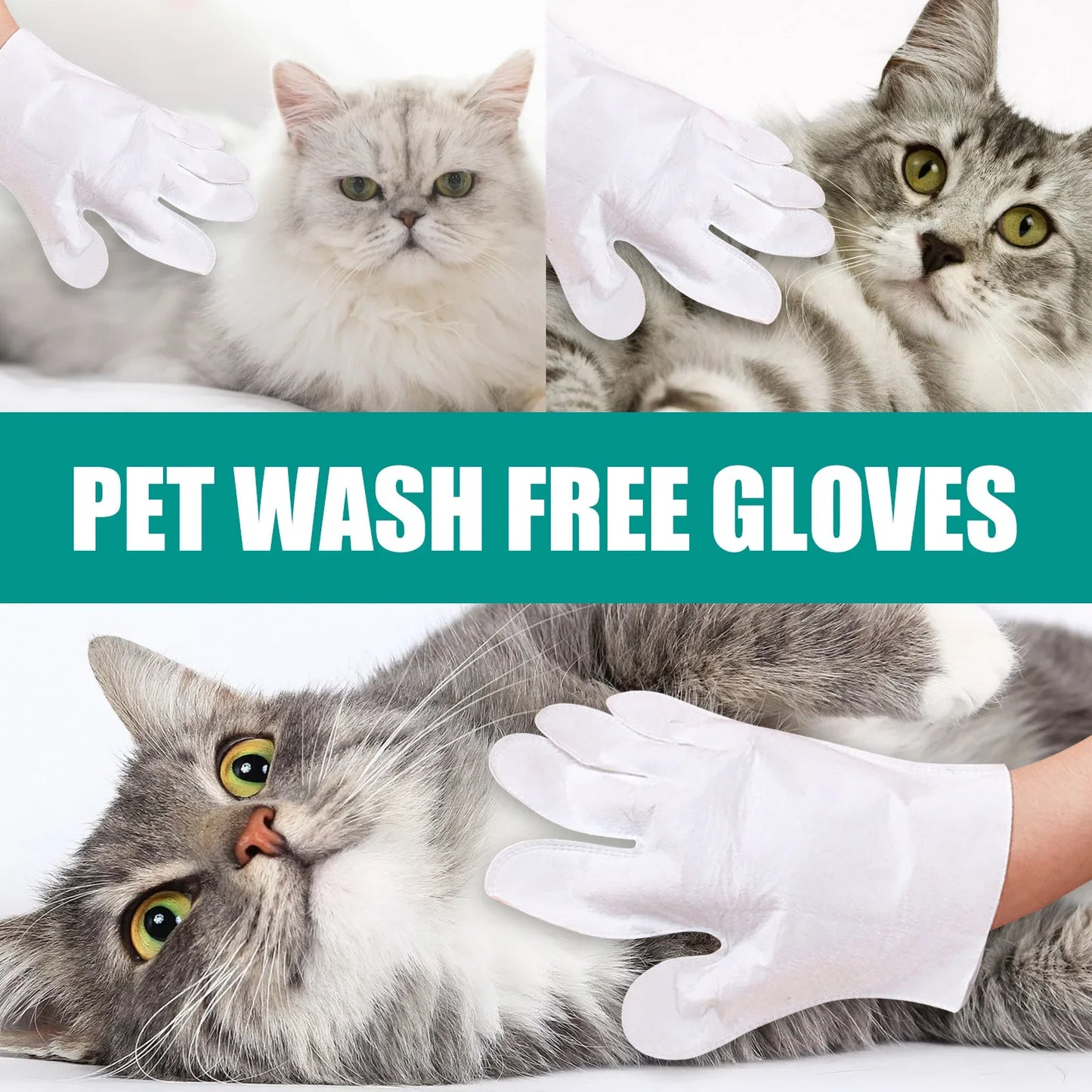 No-Rinse Pet Cleaning Gloves – Disposable Wipes