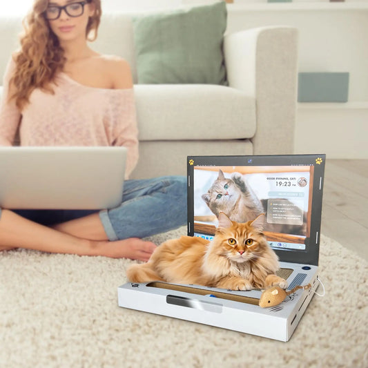 3-in-1 Cat Laptop Scratcher with Mouse & Bell