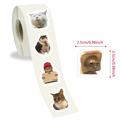 500PCS Funny Cat Meme Stickers size