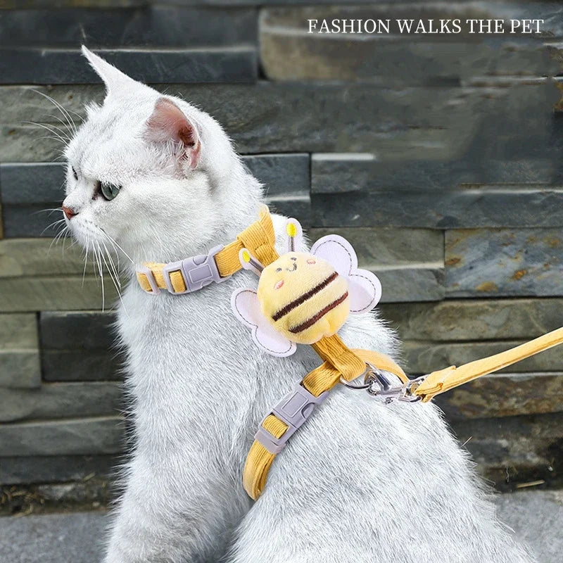 Cartoon Bee Cat Harness & Leash