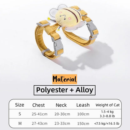 Cartoon Bee Cat Harness & Leash