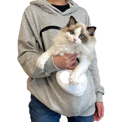 Cat Lovers Cuddle Pouch Hoodie with cat