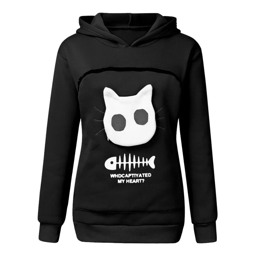 Cat Lovers Cuddle Pouch Hoodie black