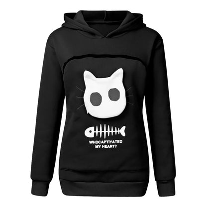 Cat Lovers Cuddle Pouch Hoodie black