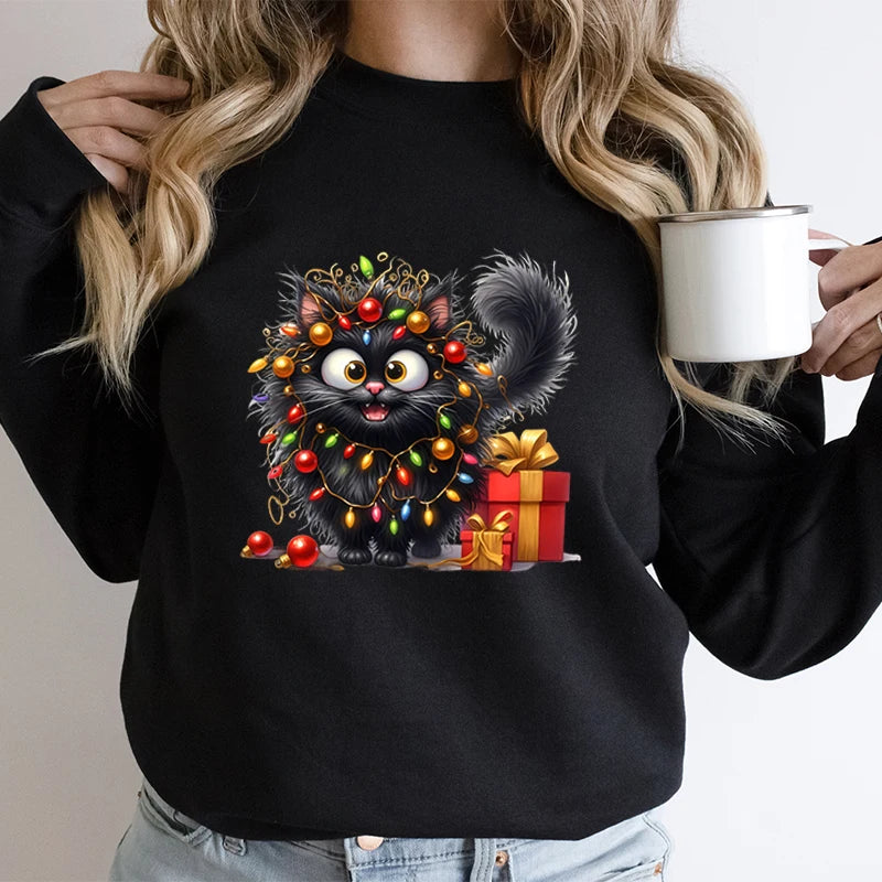 Festive Cat Lover Hoodie: Cozy & Cute