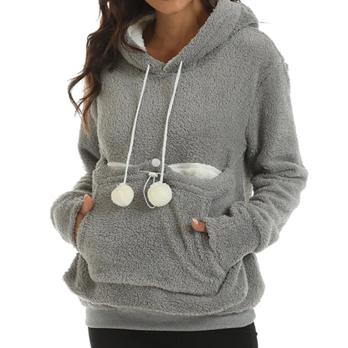 Fleece Pet Carrier Hoodie grey