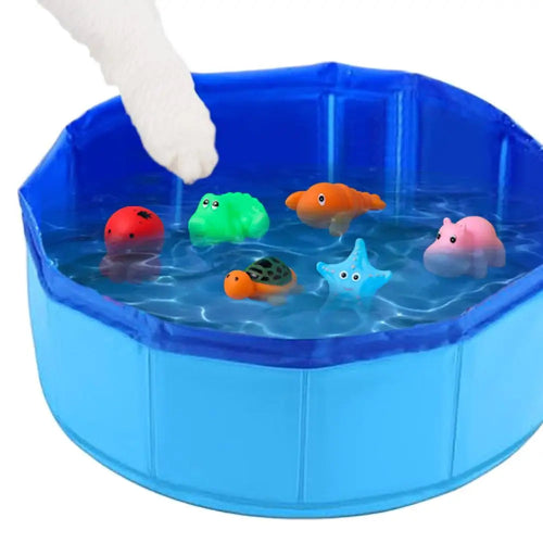 Foldable Pet Bath & Play Pool with toys
