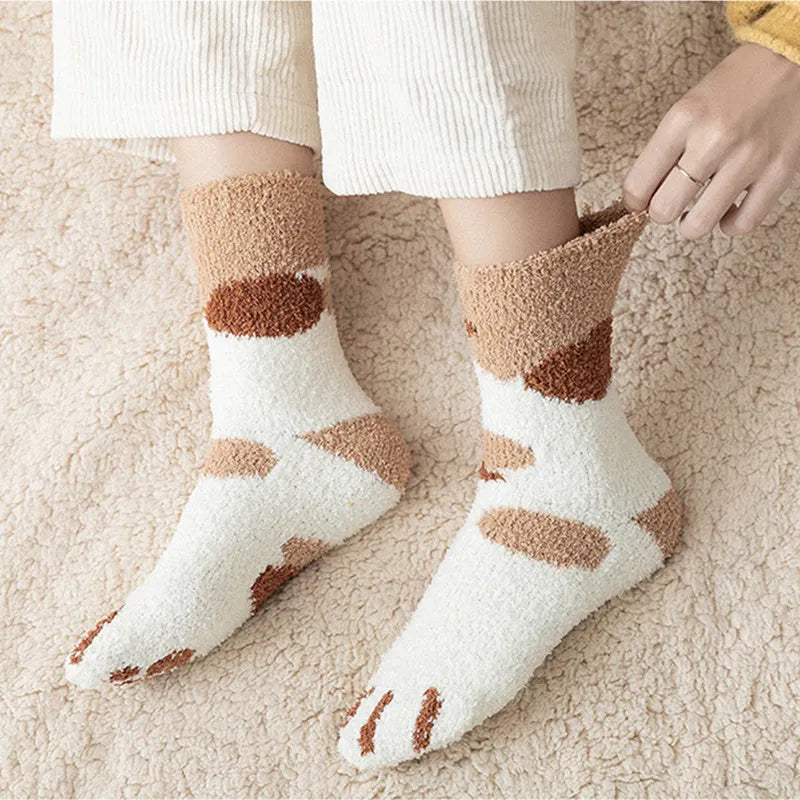 Purrfectly Cozy Cat Paw Fluff Socks