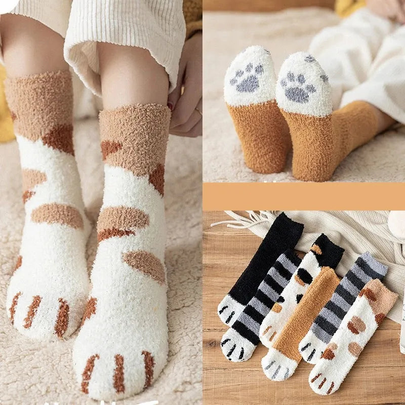 Purrfectly Cozy Cat Paw Fluff Socks