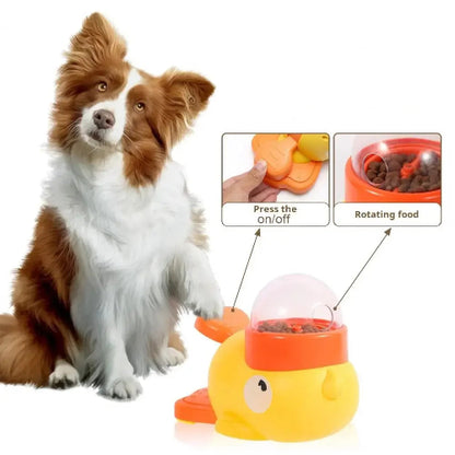 Dog toy feeder shaped like a duck