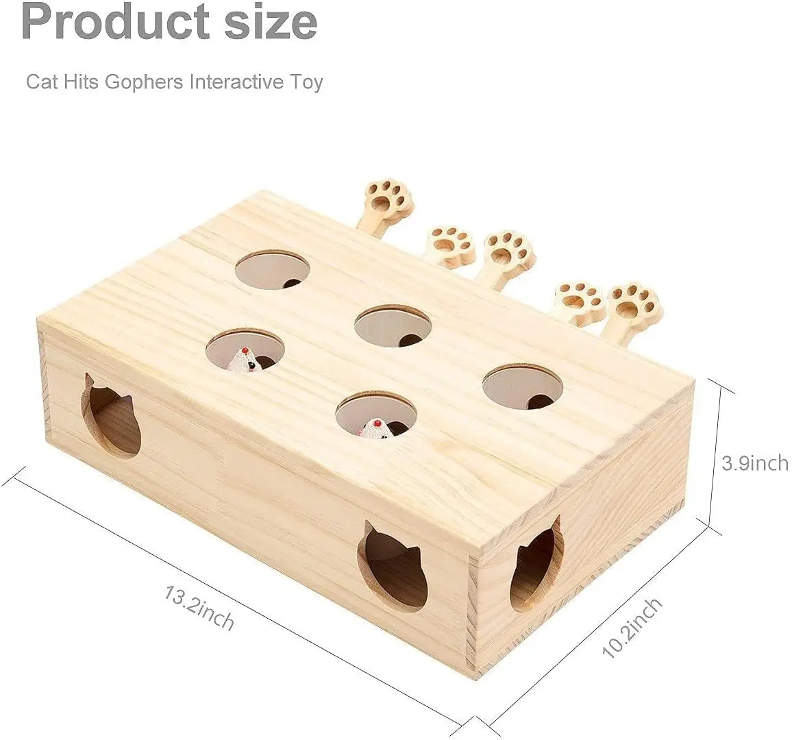 Interactive Wooden Cat Toy dimensions