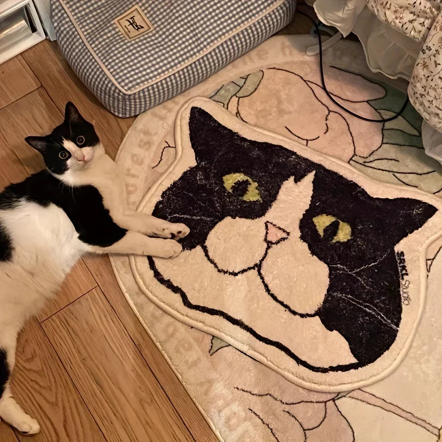 Non-Slip Waterproof Cat Floor Mat with cat
