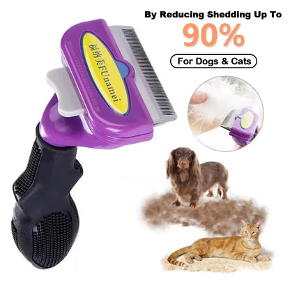 Purple Pet Hair Removal Grooming Comb