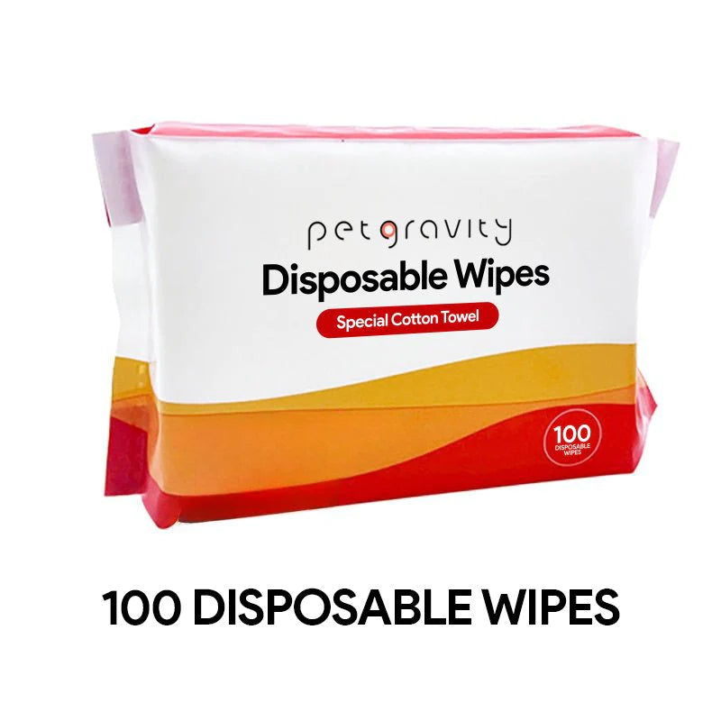 Pack of Purrfect Cleanse 4-in-1 Cat Grooming Wipes with a count of 100. The packaging is predominantly white with red and yellow accents and text, indicating that it is a special cotton towel.