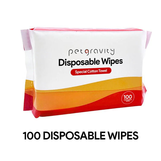 Pack of Purrfect Cleanse 4-in-1 Cat Grooming Wipes with a count of 100. The packaging is predominantly white with red and yellow accents and text, indicating that it is a special cotton towel.
