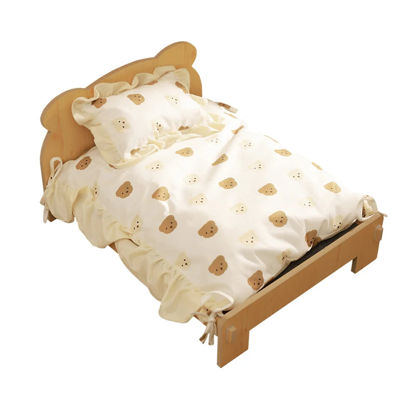 Teddy Bear Cat Bed – Wooden Indoor Pet Furniture