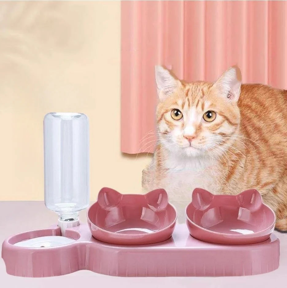 Sip 'n' Snack Station: Cat Bowls with Water Dispenser