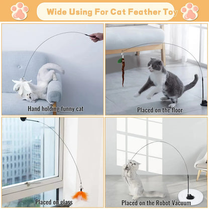 Interactive Cat Feather Wand Toy