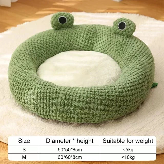 Frog Plush Pet Bed – Cozy & Warm for Cats & Small Dogs