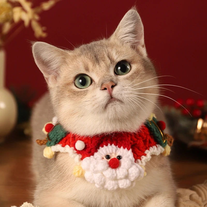 Christmas Cat Scarf Collar – Cute Holiday Bow for Cats