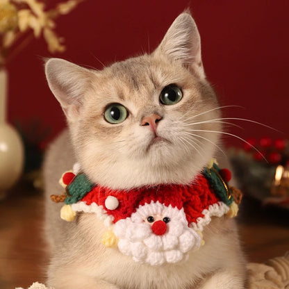 Christmas Cat Scarf Collar – Cute Holiday Bow for Cats