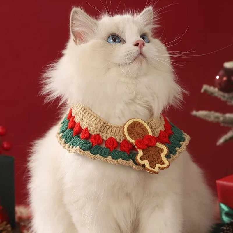Christmas Cat Scarf Collar – Cute Holiday Bow for Cats