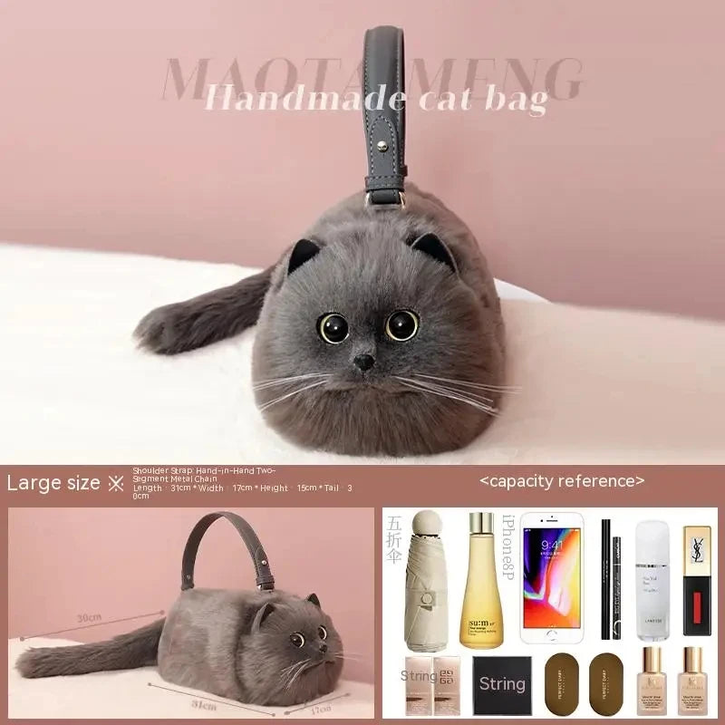 Plush Cat One-Shoulder Bag