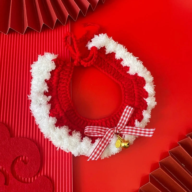 Christmas Cat Scarf Collar – Cute Holiday Bow for Cats