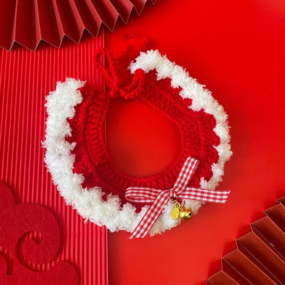 Christmas Cat Scarf Collar – Cute Holiday Bow for Cats