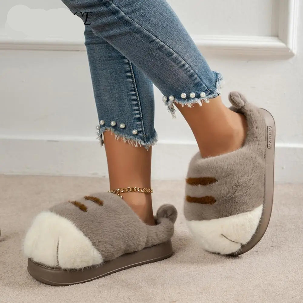 Cat Paw Plush Home Slippers