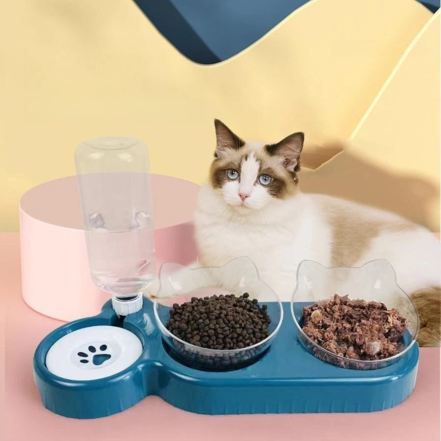 Sip 'n' Snack Station: Cat Bowls with Water Dispenser