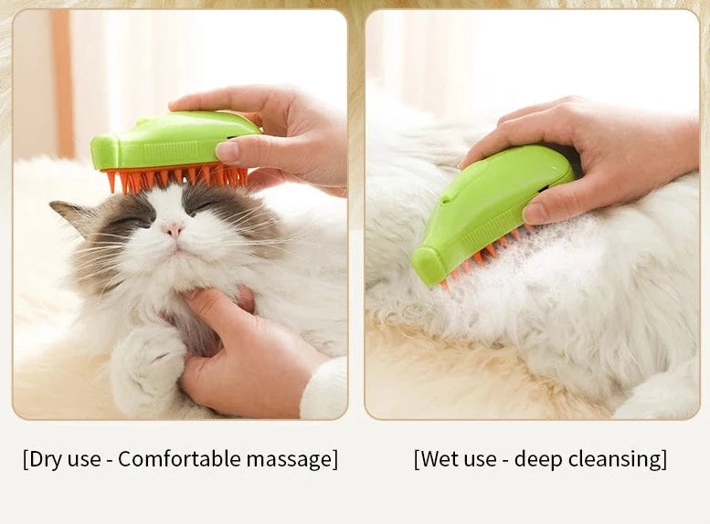 Spray & Groom Brush: Easy Cat Care with Button