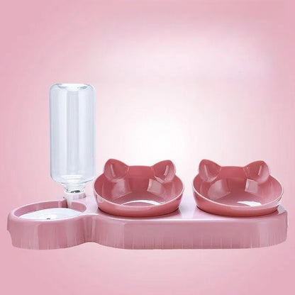 Sip 'n' Snack Station: Cat Bowls with Water Dispenser